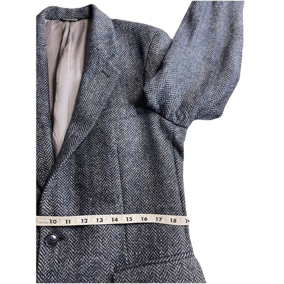 VINTAGE PACO RABANNE Mens 40R Blazer Herringbone Tweed Wool Sport Coat Jacket - Picture 12 of 16